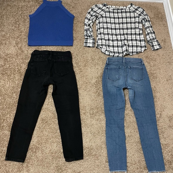 ALL 4pc Bundle Women’s Small 25 26 High Waist Jeans & Tops Mix & Match Outfits - Picture 2 of 3